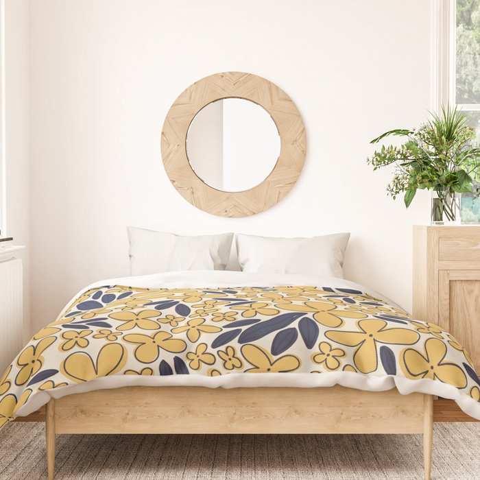 Four-leaf Flower Pattern / Yellow & Blue Duvet Cover Gallery Image 3