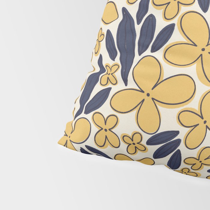 Four-leaf Flower Pattern / Yellow & Blue Pillow Sham Gallery Image 4