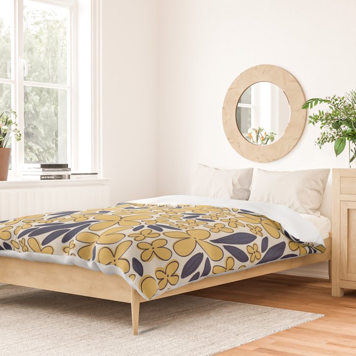 Four-leaf Flower Pattern / Yellow & Blue Duvet Cover Gallery Image 2