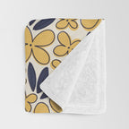 Four-leaf Flower Pattern / Yellow & Blue Throw Blanket Gallery Image 3