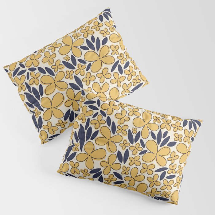 Four-leaf Flower Pattern / Yellow & Blue Pillow Sham Gallery Image 1