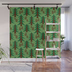 Abstract Fir Trees and Pine Cones Wall Mural Gallery Image 1