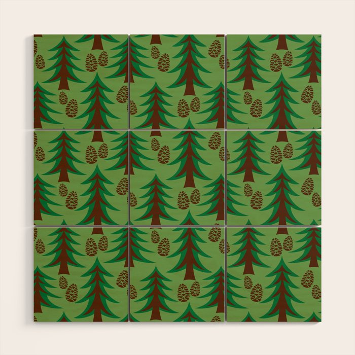 Abstract Fir Trees and Pine Cones Wood Wall Art Gallery Image 1