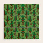 Abstract Fir Trees and Pine Cones Wood Wall Art Gallery Image 1