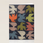Midcentury Bird Grid (Charcoal) Stationery Card Gallery Image 2