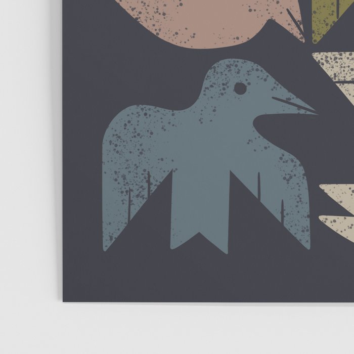 Midcentury Bird Grid (Charcoal) Poster Gallery Image 3
