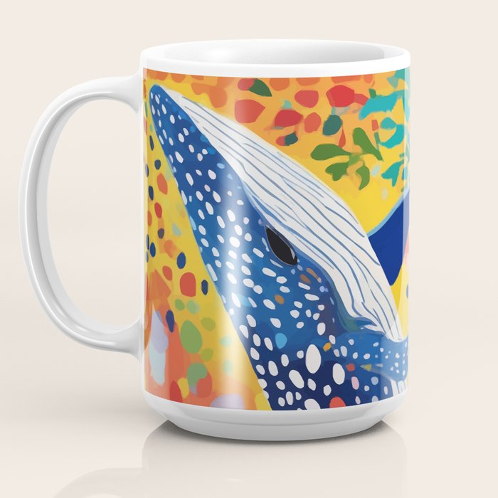 Spotted Whale, Wildlife Ocean Life Fish Illustration, Eclectic Bohemian Painting Free Swim Sea Underwater Coffee Mug Gallery Image 3