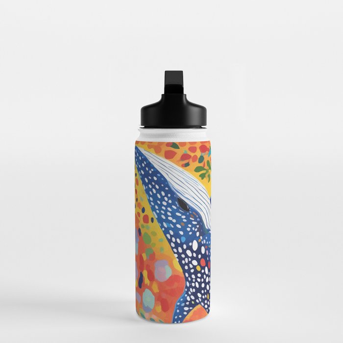 Spotted Whale, Wildlife Ocean Life Fish Illustration, Eclectic Bohemian Painting Free Swim Sea Underwater Water Bottle Gallery Image 3