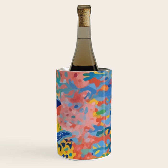 Spotted Whale, Wildlife Ocean Life Fish Illustration, Eclectic Bohemian Painting Free Swim Sea Underwater Wine Chiller Gallery Image 3