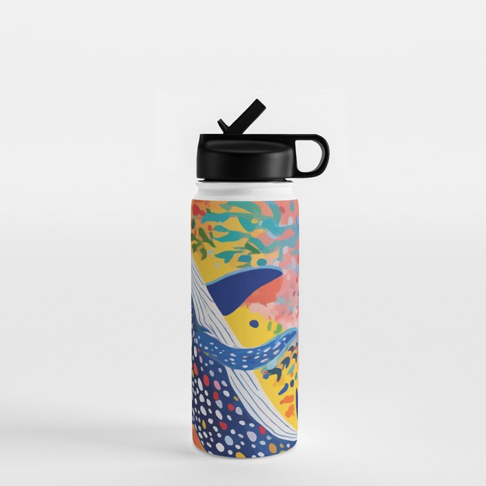 Spotted Whale, Wildlife Ocean Life Fish Illustration, Eclectic Bohemian Painting Free Swim Sea Underwater Water Bottle Gallery Image 1