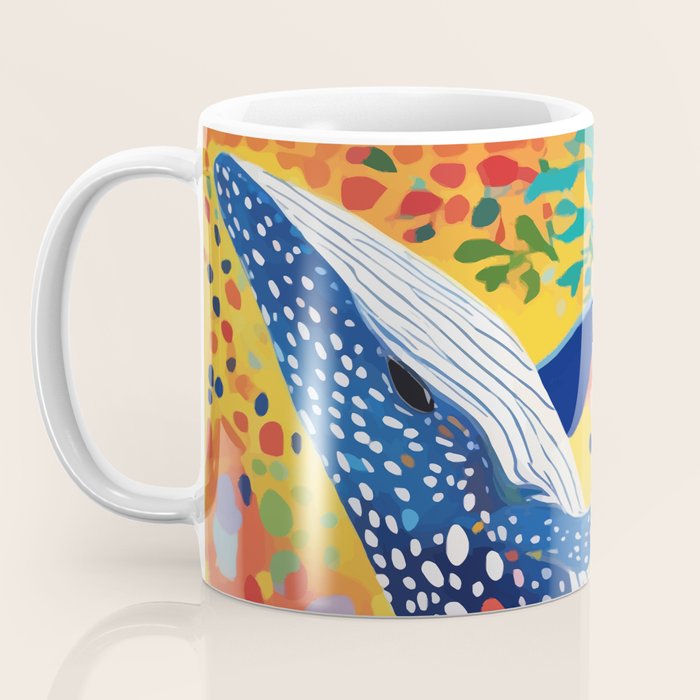 Spotted Whale, Wildlife Ocean Life Fish Illustration, Eclectic Bohemian Painting Free Swim Sea Underwater Coffee Mug Gallery Image 3