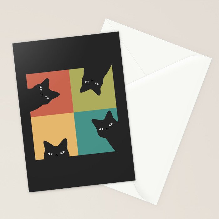 Black Cat Peeking 2x2 Stationery Card Gallery Image 2