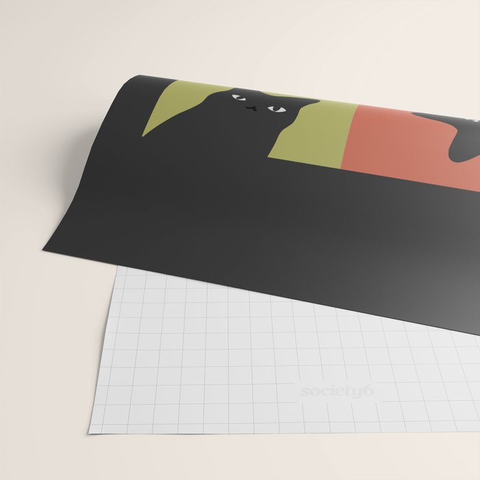 Black Cat Peeking 2x2 Wrapping Paper Gallery Image 2
