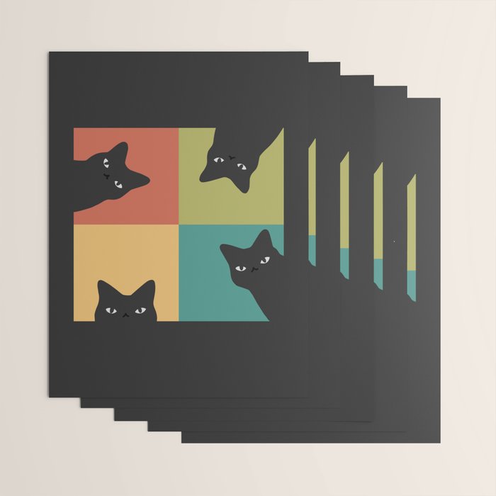 Black Cat Peeking 2x2 Wrapping Paper Gallery Image 3