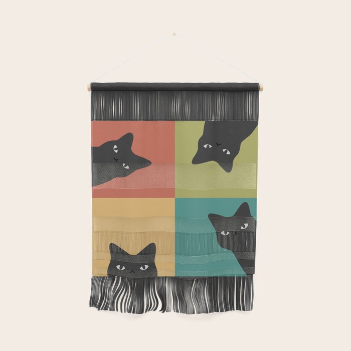 Black Cat Peeking 2x2 Wall Hanging Gallery Image 1