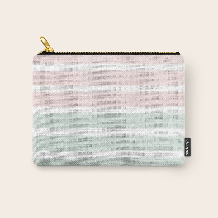 Gender neutral stripes mint pastel pink grey striped pattern nursery art Carry All Pouch Gallery Image 1