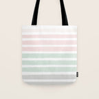 Gender neutral stripes mint pastel pink grey striped pattern nursery art Tote Bag Gallery Image 1