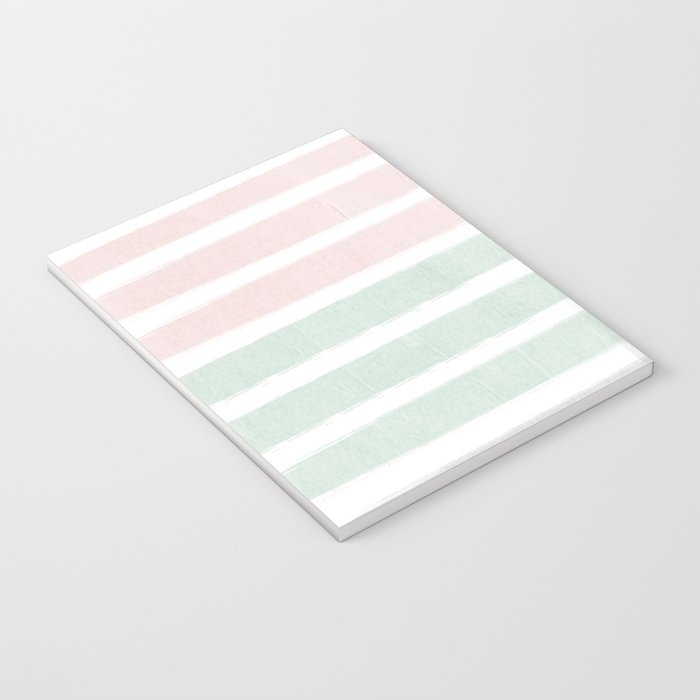 Gender neutral stripes mint pastel pink grey striped pattern nursery art Notebook Gallery Image 3