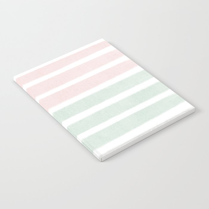 Gender neutral stripes mint pastel pink grey striped pattern nursery art Notebook Gallery Image 2