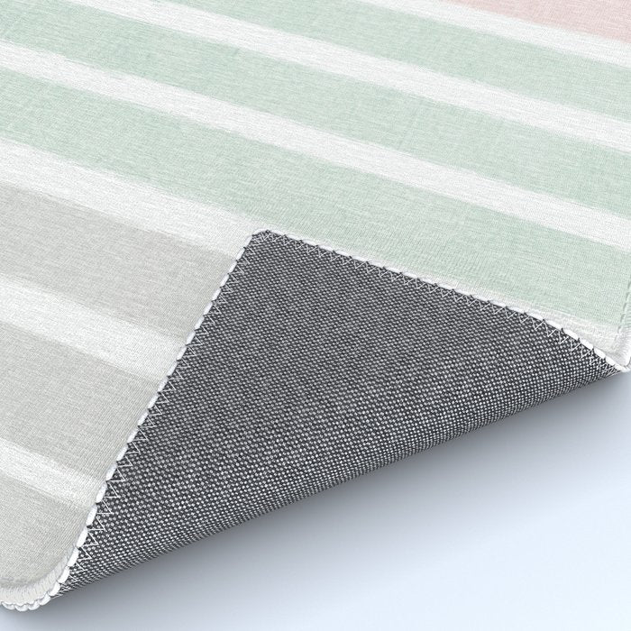 Gender neutral stripes mint pastel pink grey striped pattern nursery art Rug Gallery Image 4