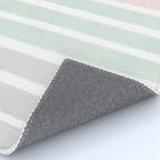 Gender neutral stripes mint pastel pink grey striped pattern nursery art Rug Gallery Image 4