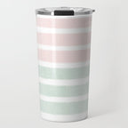 Gender neutral stripes mint pastel pink grey striped pattern nursery art Travel Mug Gallery Image 1