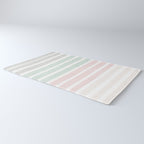 Gender neutral stripes mint pastel pink grey striped pattern nursery art Rug Gallery Image 3