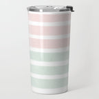 Gender neutral stripes mint pastel pink grey striped pattern nursery art Travel Mug Gallery Image 2