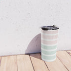 Gender neutral stripes mint pastel pink grey striped pattern nursery art Travel Mug Gallery Image 4