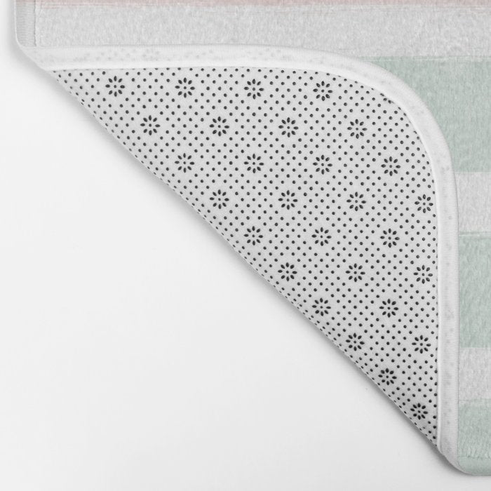 Gender neutral stripes mint pastel pink grey striped pattern nursery art Bath Mat Gallery Image 2