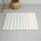 Gender neutral stripes mint pastel pink grey striped pattern nursery art Rug Gallery Image 1