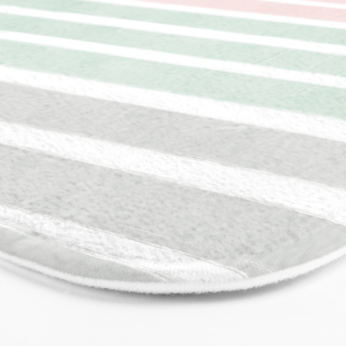 Gender neutral stripes mint pastel pink grey striped pattern nursery art Bath Mat Gallery Image 3