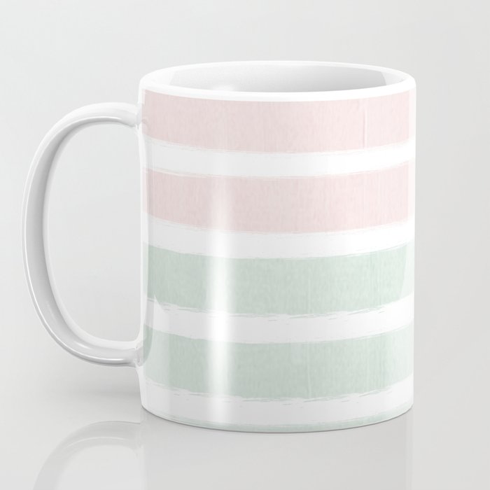 Gender neutral stripes mint pastel pink grey striped pattern nursery art Coffee Mug Gallery Image 3