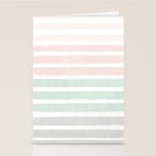 Gender neutral stripes mint pastel pink grey striped pattern nursery art Stationery Card Gallery Image 2