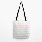 Gender neutral stripes mint pastel pink grey striped pattern nursery art Tote Bag Gallery Image 2