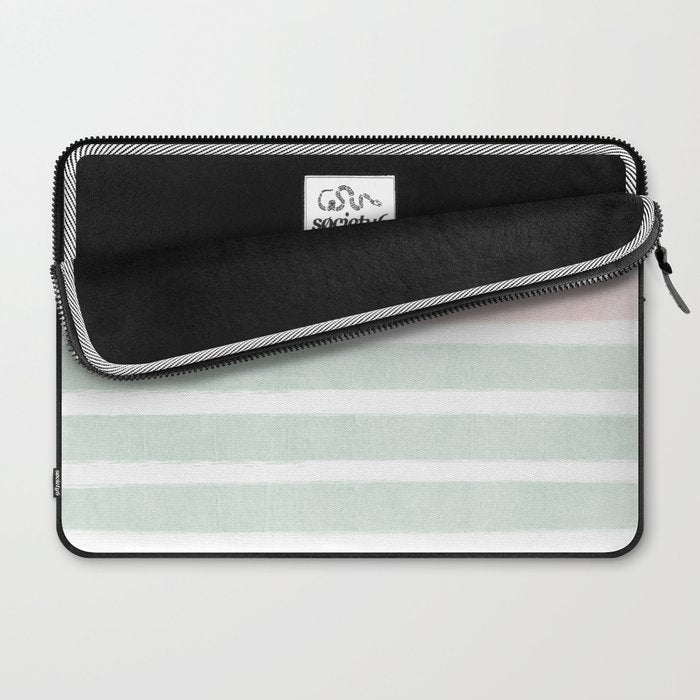 Gender neutral stripes mint pastel pink grey striped pattern nursery art Laptop Sleeve Gallery Image 2