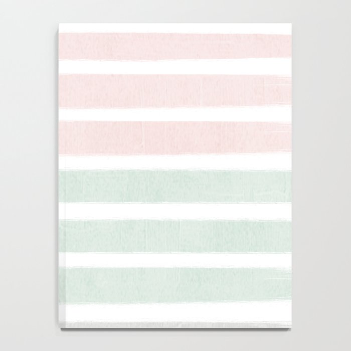 Gender neutral stripes mint pastel pink grey striped pattern nursery art Notebook Gallery Image 4