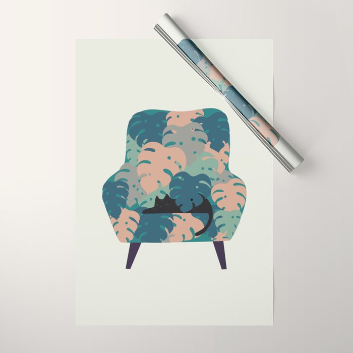 Cat and Plant 15 Wrapping Paper Gallery Image 1