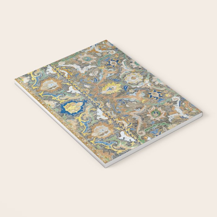 Antique 17th Century Safavid Polonaise Golden Blue Persian Carpet Notebook Gallery Image 3