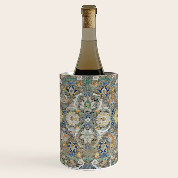 Antique 17th Century Safavid Polonaise Golden Blue Persian Carpet Wine Chiller Gallery Image 1