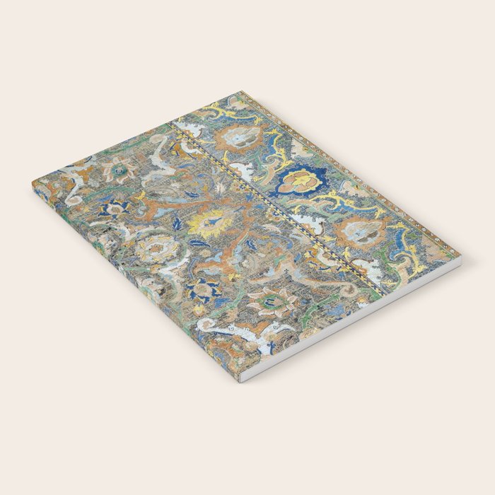 Antique 17th Century Safavid Polonaise Golden Blue Persian Carpet Notebook Gallery Image 1
