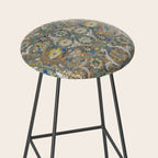 Antique 17th Century Safavid Polonaise Golden Blue Persian Carpet Stool Gallery Image 2