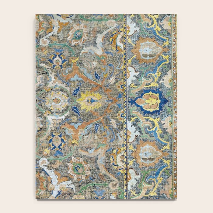 Antique 17th Century Safavid Polonaise Golden Blue Persian Carpet Notebook Gallery Image 4
