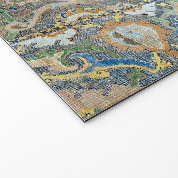 Antique 17th Century Safavid Polonaise Golden Blue Persian Carpet Welcome Mat Gallery Image 2