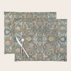 Antique 17th Century Safavid Polonaise Golden Blue Persian Carpet Placemat Gallery Image 1