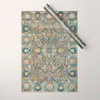 Antique 17th Century Safavid Polonaise Golden Blue Persian Carpet Wrapping Paper Gallery Image 1