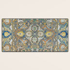 Antique 17th Century Safavid Polonaise Golden Blue Persian Carpet Desk Mat Gallery Image 3