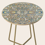 Antique 17th Century Safavid Polonaise Golden Blue Persian Carpet Side Table Gallery Image 2