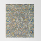 Antique 17th Century Safavid Polonaise Golden Blue Persian Carpet Throw Blanket Gallery Image 2