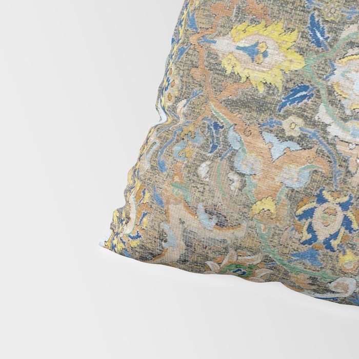 Antique 17th Century Safavid Polonaise Golden Blue Persian Carpet Pillow Sham Gallery Image 4